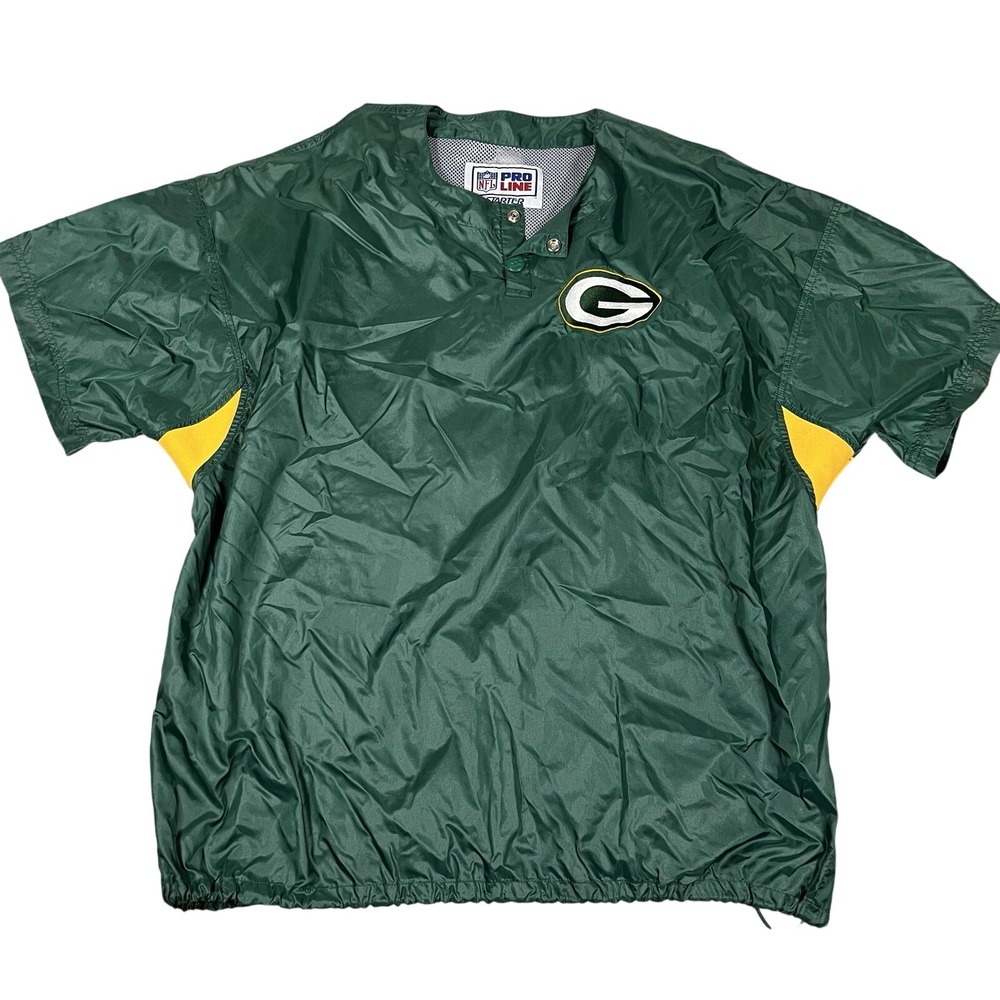 Starter Pro Line Green Bay Packers NFL Windshirt Pullover Mens XL Short Sleeve